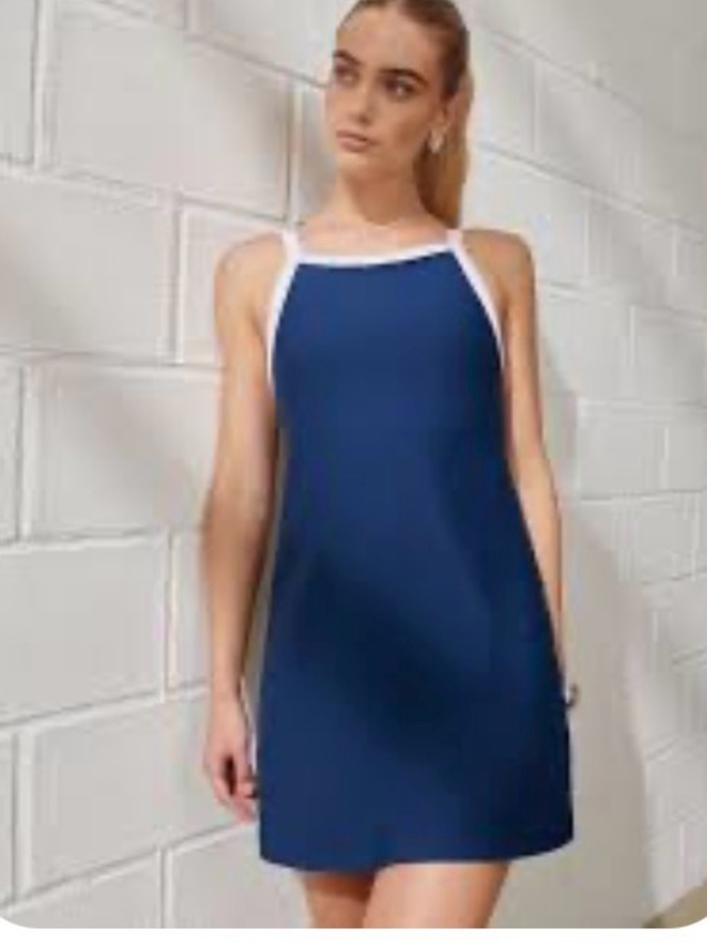 Abercrombie & Fitch Navy Blue Contrast-Trim Mini Dress